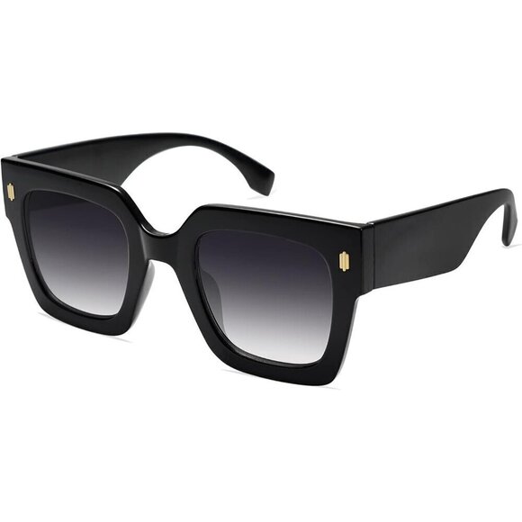 Sojos Square Retro Women Black Vintage Oversized Luxury Large Sunglasses Eyewear main image 4
